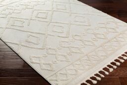 Livabliss Nora-Geometric Grey Ivory High Pile Fringe Living Dining Bedroom Rug in Cream - Size: 160 cm x 215 cm - thumbnail 6