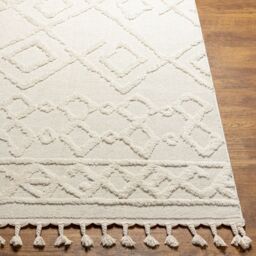 Livabliss Nora-Geometric Grey Ivory High Pile Fringe Living Dining Bedroom Rug in Cream - Size: 160 cm x 215 cm - thumbnail 5
