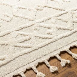 Livabliss Nora-Geometric Grey Ivory High Pile Fringe Living Dining Bedroom Rug in Cream - Size: 160 cm x 215 cm - thumbnail 7
