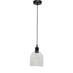 First Choice Lighting Set of 2 Belten - Clear Glass Cloche Black Retro Pendant Fittings - thumbnail 2