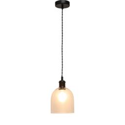 First Choice Lighting Set of 2 Belten - Clear Glass Cloche Black Retro Pendant Fittings - thumbnail 3