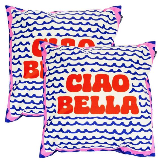 icon 2 Pack Cushion 43x43cm Ciao Bella Print in Blue - Size: 43x43 cm - image 1