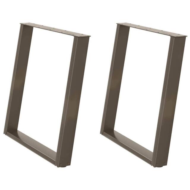Berkfield Home vidXL Dining Table Legs U-Shaped 2 pcs Natural Steel 50x(72-73) c… in Brown - image 1
