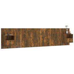 Berkfield Home Bed Headboard with Cabinets Smoked Oak Engineered Wood in Brown - thumbnail 5