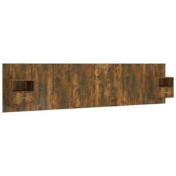 Berkfield Home Bed Headboard with Cabinets Smoked Oak Engineered Wood in Brown - thumbnail 1