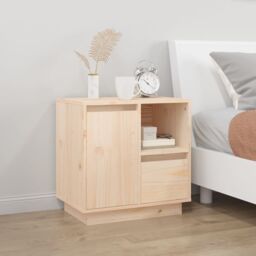 Berkfield Home Bedside Cabinet 50x34x50 cm Solid Wood Pine in Brown - Size: 50 x 34 x 50 cm - thumbnail 1