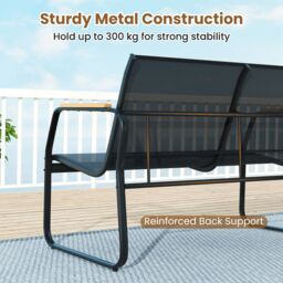 Gymax 2PCS Outdoor Loveseat Set With Coffee Table 2 Storage Basket Armrest in Black - thumbnail 6