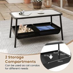 Gymax 2PCS Outdoor Loveseat Set With Coffee Table 2 Storage Basket Armrest in Black - thumbnail 4