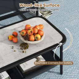 Gymax 2PCS Outdoor Loveseat Set With Coffee Table 2 Storage Basket Armrest in Black - thumbnail 5