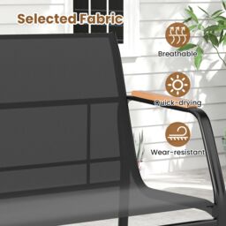 Gymax 2PCS Outdoor Loveseat Set With Coffee Table 2 Storage Basket Armrest in Black - thumbnail 7