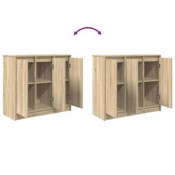 Berkfield Home Sideboard Sonoma Oak 85x34x76 cm Engineered Wood in Light Tan - Size: 85 x 34 x 76 cm - thumbnail 9