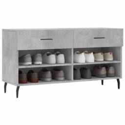 Berkfield Home Shoe Bench Concrete Grey 102x35x55 cm Engineered Wood - Size: 102 x 35 x 55 cm