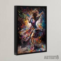 "Artery8 Woman Dancing To Dynamic Music Framed Canvas Wall Art Print - Size: W12"" x H16""" - thumbnail 2