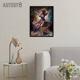 "Artery8 Woman Dancing To Dynamic Music Framed Canvas Wall Art Print - Size: W12"" x H16""" - thumbnail 3