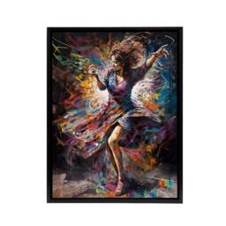 "Artery8 Woman Dancing To Dynamic Music Framed Canvas Wall Art Print - Size: W12"" x H16""" - thumbnail 1