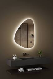 Fascinate Modern Irregular LED Bathroom Mirror - 3 Colour Dimmable Anti-Fog 80x60cm in Silver - Size: 800mm x 600mm - thumbnail 2