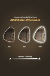 Fascinate Modern Irregular LED Bathroom Mirror - 3 Colour Dimmable Anti-Fog 80x60cm in Silver - Size: 800mm x 600mm - thumbnail 4
