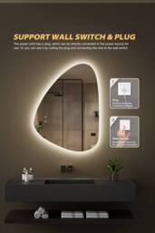 Fascinate Modern Irregular LED Bathroom Mirror - 3 Colour Dimmable Anti-Fog 80x60cm in Silver - Size: 800mm x 600mm - thumbnail 8