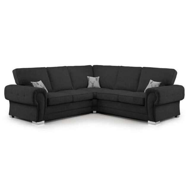 Furnishings For Less UK Milan 5 Seater L Shaped Corner Sofa Full Back Chesterfield Arms Black 2 Corner 2