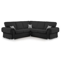 Furnishings For Less UK Milan 5 Seater L Shaped Corner Sofa Full Back Chesterfield Arms Black 2 Corner 2