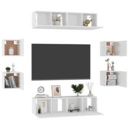 Berkfield Home 8 Piece TV Cabinet Set White Engineered Wood - thumbnail 3