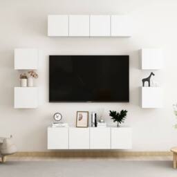Berkfield Home 8 Piece TV Cabinet Set White Engineered Wood - thumbnail 1