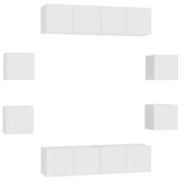 Berkfield Home 8 Piece TV Cabinet Set White Engineered Wood - thumbnail 2
