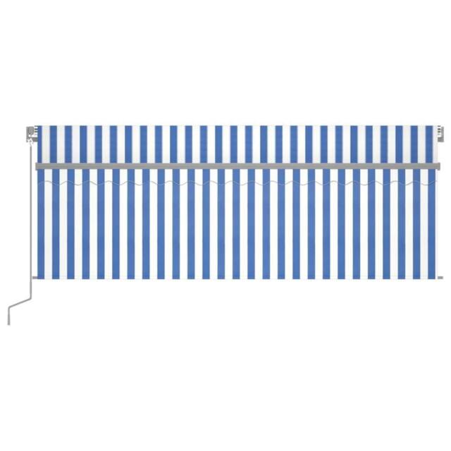 Berkfield Home Manual Retractable Awning with Blind&LED 4x3m Blue&White in Blue - image 1