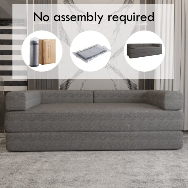 MN Furniture Modern 3 Seater Sofa Bed - Easy Setup No Assembly Required in Grey - image 1