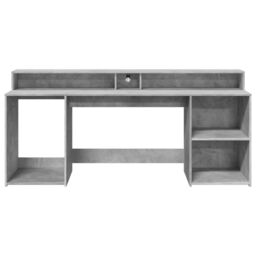 Berkfield Home Desk with LED Lights Concrete Grey 200x55x91 cm Engineered Wood - Size: 200 x 55 x 91 cm - thumbnail 6
