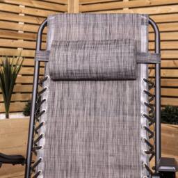 Samuel Alexander Set of 2 Multi Position Zero Gravity Relaxer Chair Sun Lounger in Mixed Grey - thumbnail 6