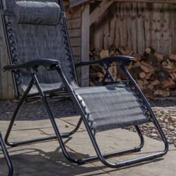 Samuel Alexander Set of 2 Multi Position Zero Gravity Relaxer Chair Sun Lounger in Mixed Grey - thumbnail 7