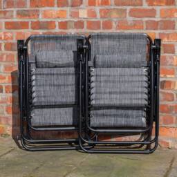 Samuel Alexander Set of 2 Multi Position Zero Gravity Relaxer Chair Sun Lounger in Mixed Grey - thumbnail 2