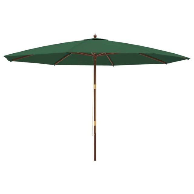Berkfield Home Garden Parasol with Wooden Pole Green 400x273 cm