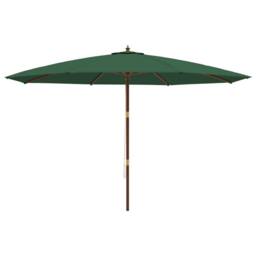 Berkfield Home Garden Parasol with Wooden Pole Green 400x273 cm - thumbnail 4