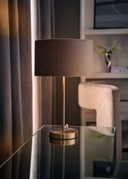 ValueLights Charlie Chrome Stem Table Lamp Light with Velvet Shade in Grey - Size: 10 inches - thumbnail 2