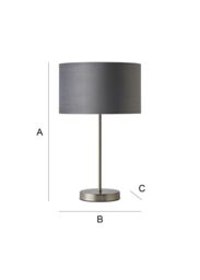 ValueLights Charlie Chrome Stem Table Lamp Light with Velvet Shade in Grey - Size: 10 inches - thumbnail 9