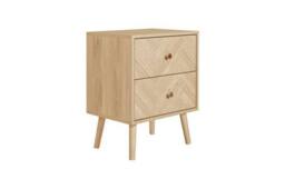 Birlea 2 Drawer Oak Brown Wooden Bedside Herringford in Light Oak - thumbnail 4