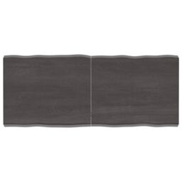 Berkfield Home Table Top Dark Grey 120x50x(2-6) cm Treated Solid Wood Live Edge in Brown - thumbnail 1