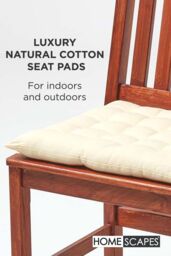 Homescapes 4 Pack Seat Pads Luxury 100% Cotton Indoor Outdoor Garden Cushion, 40cm in Cream - Size: 40 cm x 40 cm - thumbnail 2
