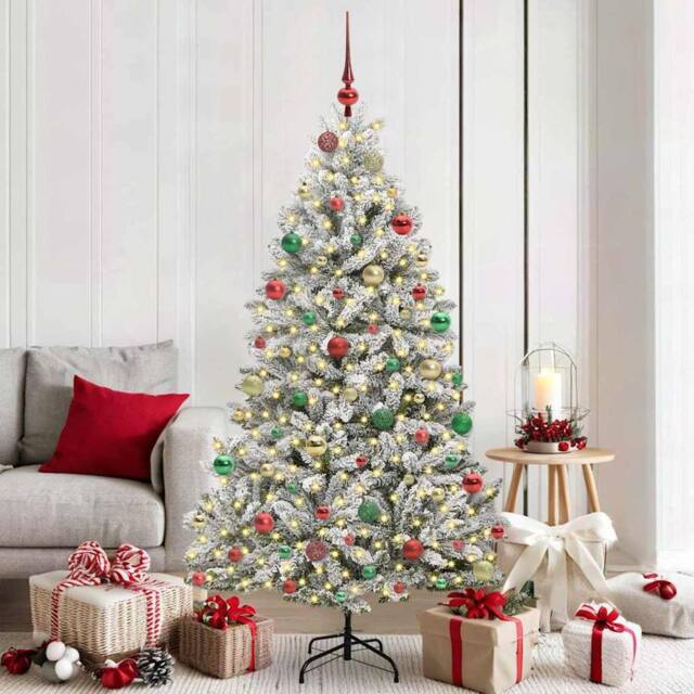 Berkfield Home Artificial Christmas Tree Green & White 180 cm PVC & Metal - image 1