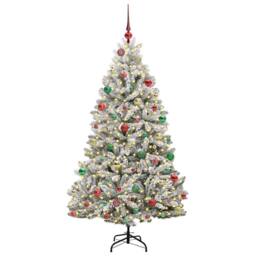 Berkfield Home Artificial Christmas Tree Green & White 180 cm PVC & Metal - thumbnail 3