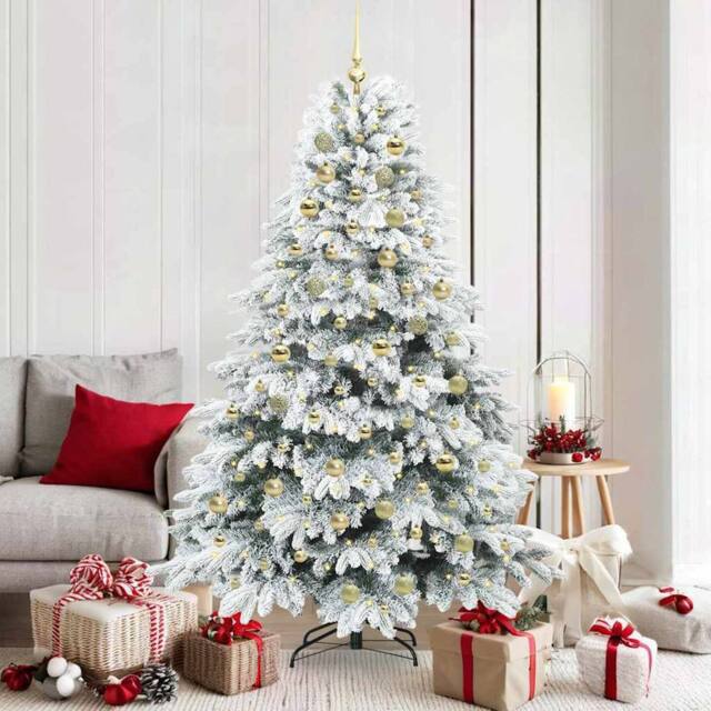 Berkfield Home Artificial Christmas Tree with 300 LEDs Green 180 cm PE & PVC - image 1