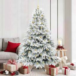 Berkfield Home Artificial Christmas Tree with 300 LEDs Green 180 cm PE & PVC - thumbnail 1