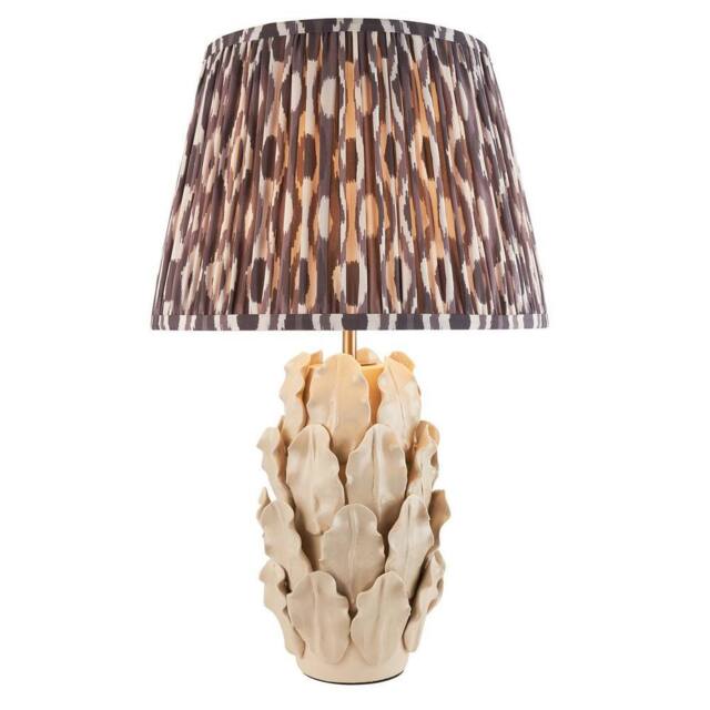Netlighting Layered Leaf Ivory Table Lamp Grey Fabric Ikat Shade 35cm B22 - image 1