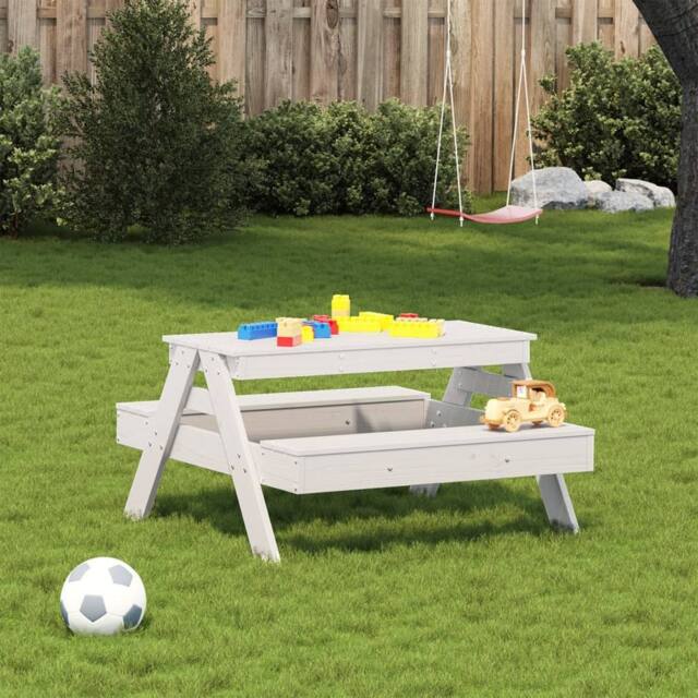 Berkfield Home Picnic Table for Kids White 88x97x52 cm Solid Wood Pine - Size: 88 x 97 x 52 cm - image 1