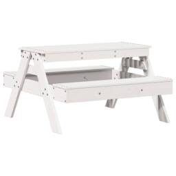 Berkfield Home Picnic Table for Kids White 88x97x52 cm Solid Wood Pine - Size: 88 x 97 x 52 cm - thumbnail 3