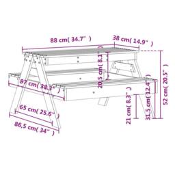 Berkfield Home Picnic Table for Kids White 88x97x52 cm Solid Wood Pine - Size: 88 x 97 x 52 cm - thumbnail 9