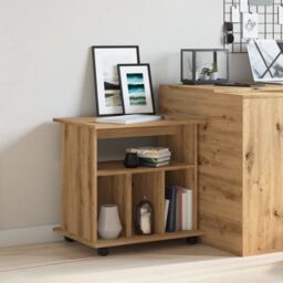 Berkfield Home Rolling Cabinet Artisan Oak 60x45x60 cm Engineered Wood in Brown - Size: 60 x 45 x 60 cm - thumbnail 3