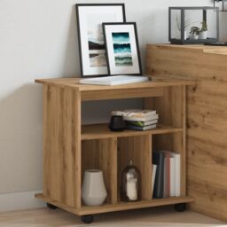 Berkfield Home Rolling Cabinet Artisan Oak 60x45x60 cm Engineered Wood in Brown - Size: 60 x 45 x 60 cm - thumbnail 4